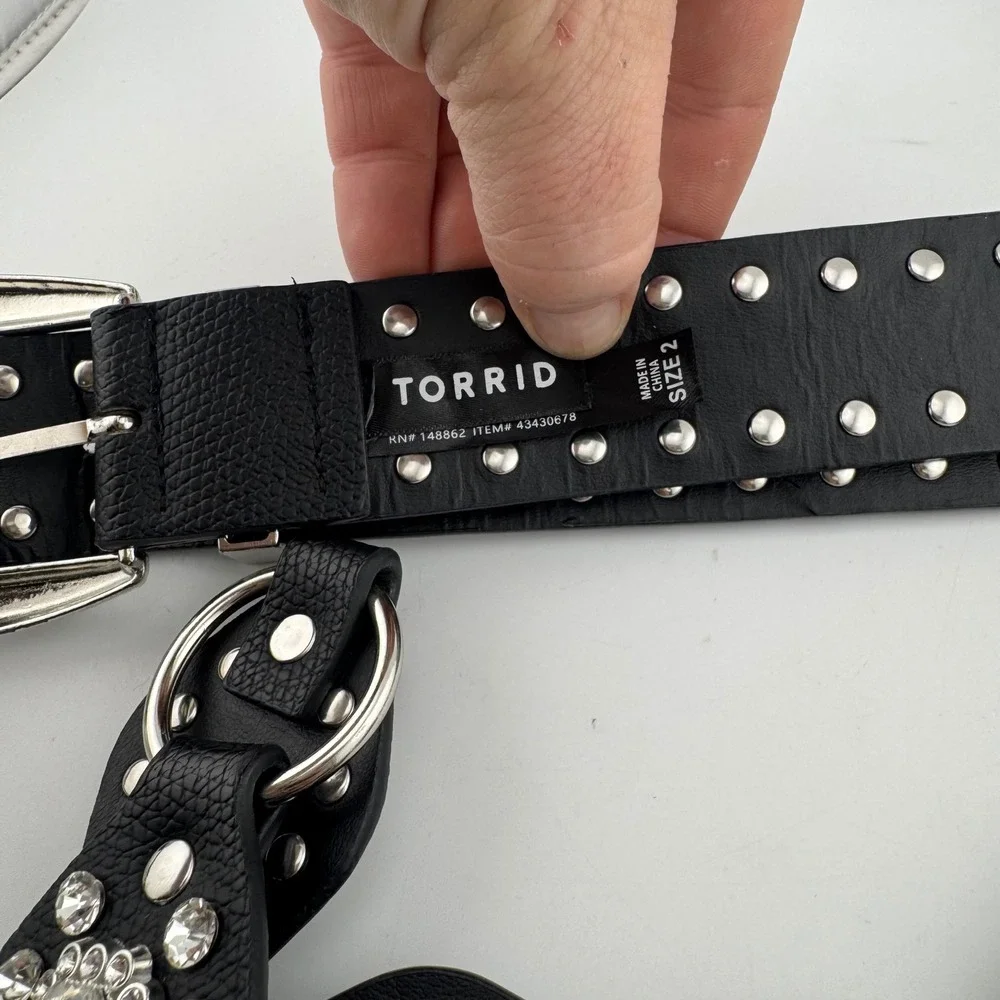 Torrid Belt Size‎ 2 Black Excellent Rhinestone Studded Western 53